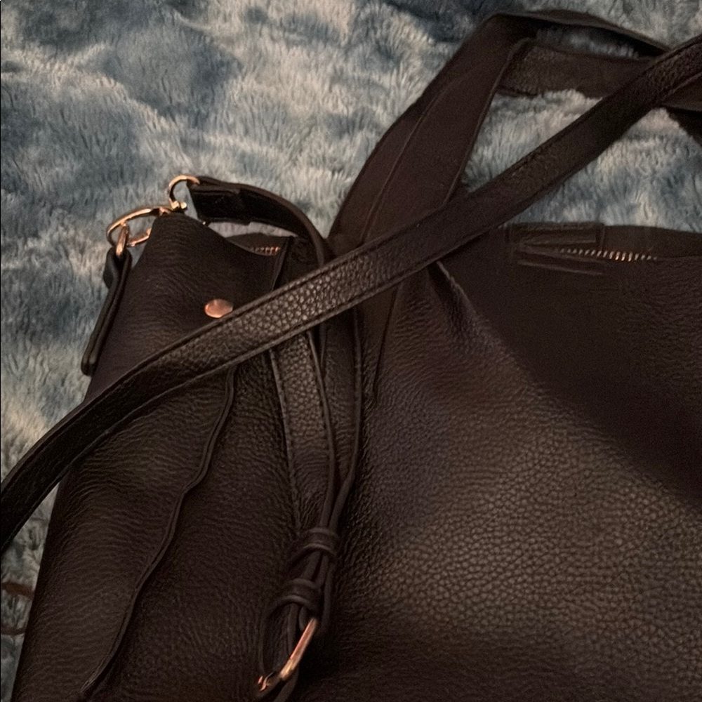 Black Textured Shoulder Bag with Matte Finish